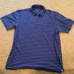 Men’s Peter Millar Blue and White Striped Polo Size Large